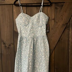 No Boundaries Light Blue Floral Dress